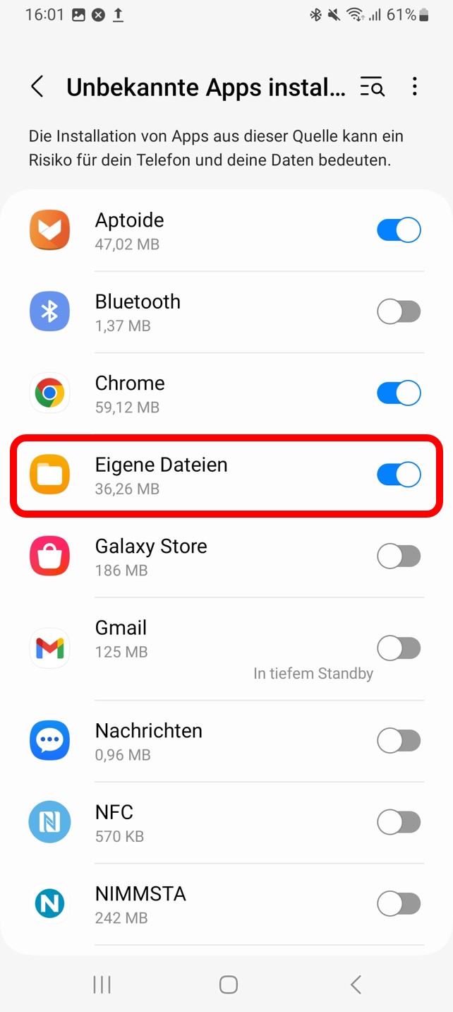 Einstellungen Android