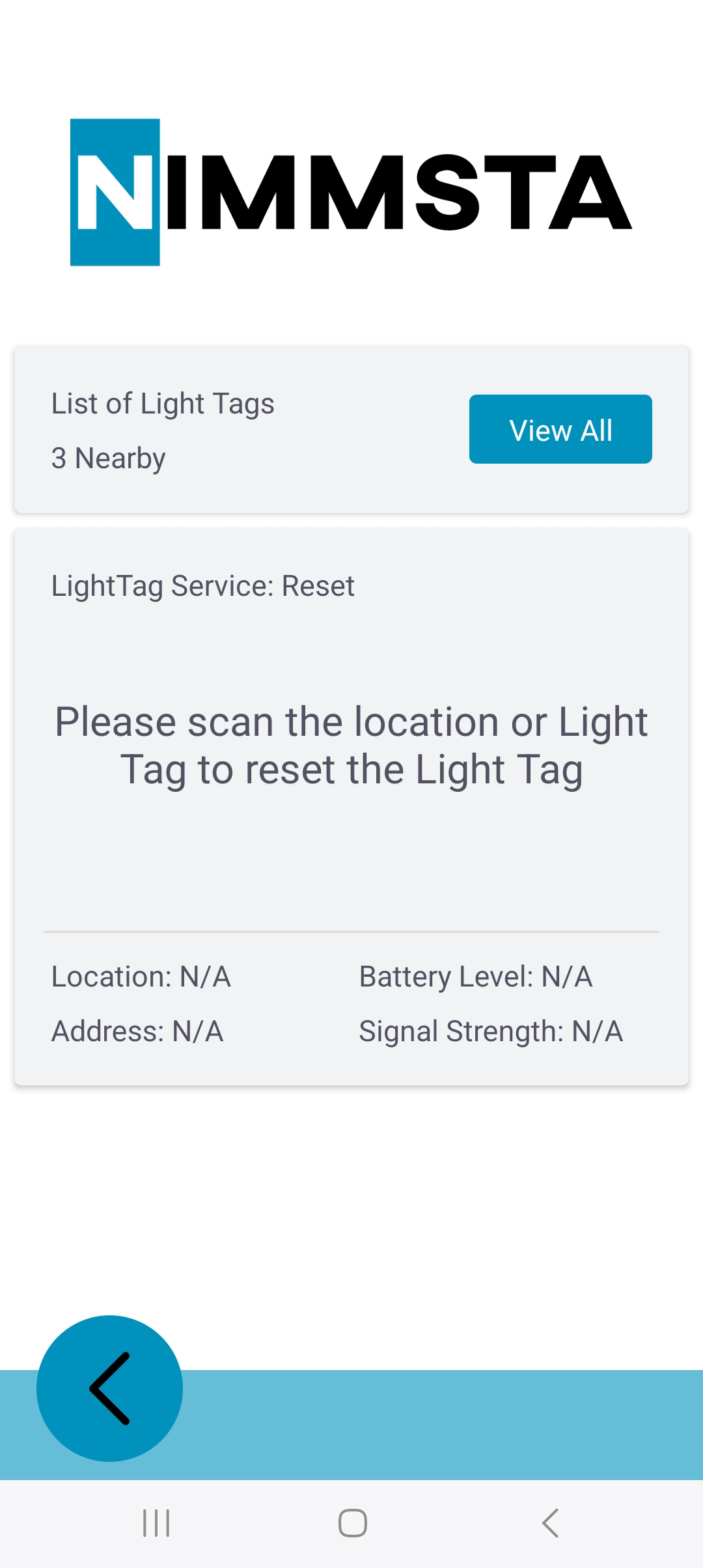 NIMMSTA App Light Tag Reset