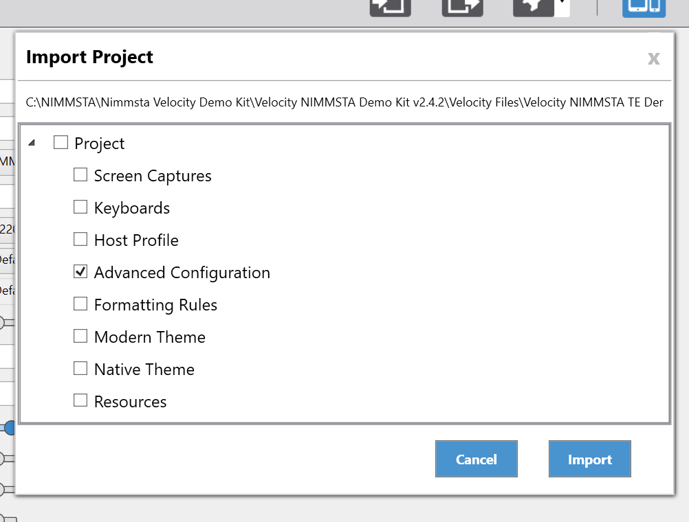 Import Advanced Configuration