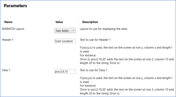 Display Data Parameters