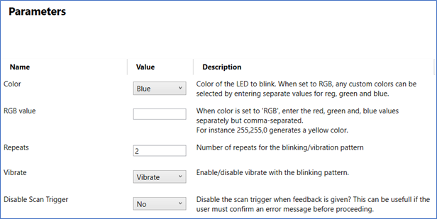 Feedback Scripts Parameters Web